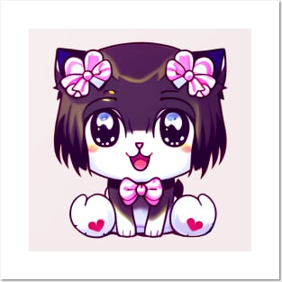 Cute kawaii kitten Posters and Art